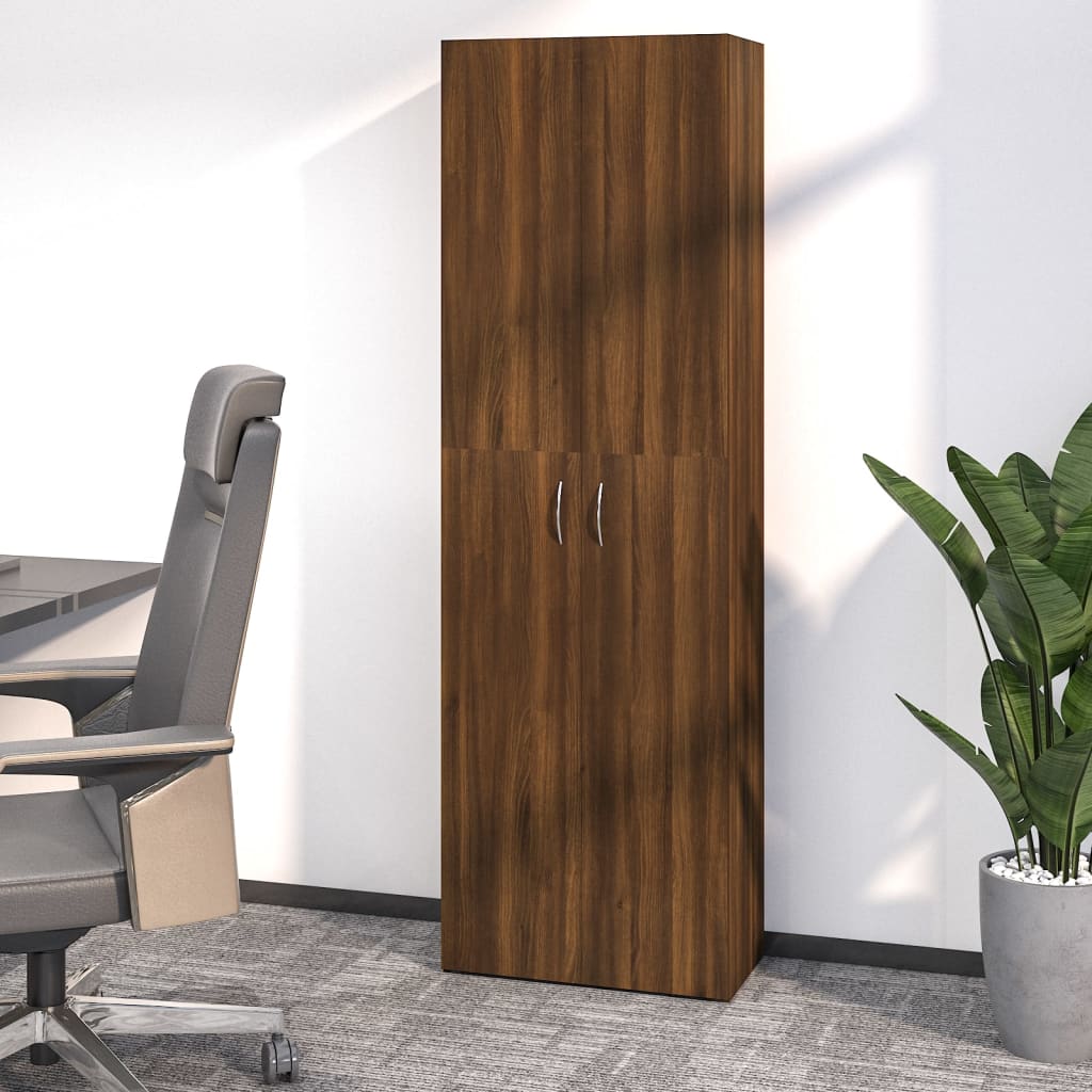 Büroschrank Braun Eichen-Optik 60x32x190 cm Holzwerkstoff Stilecasa