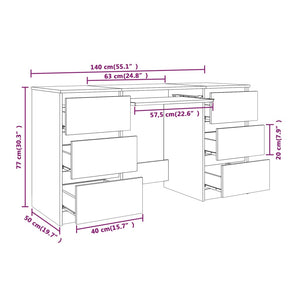 Schreibtisch Räuchereiche 140x50x77 cm Holzwerkstoff Stilecasa