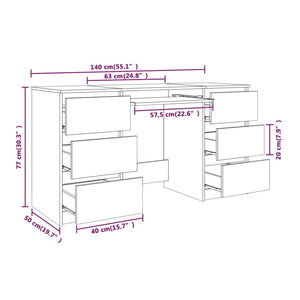 vidaXL Schreibtisch Braun Eichen-Optik 140x50x77 cm Holzwerkstoff