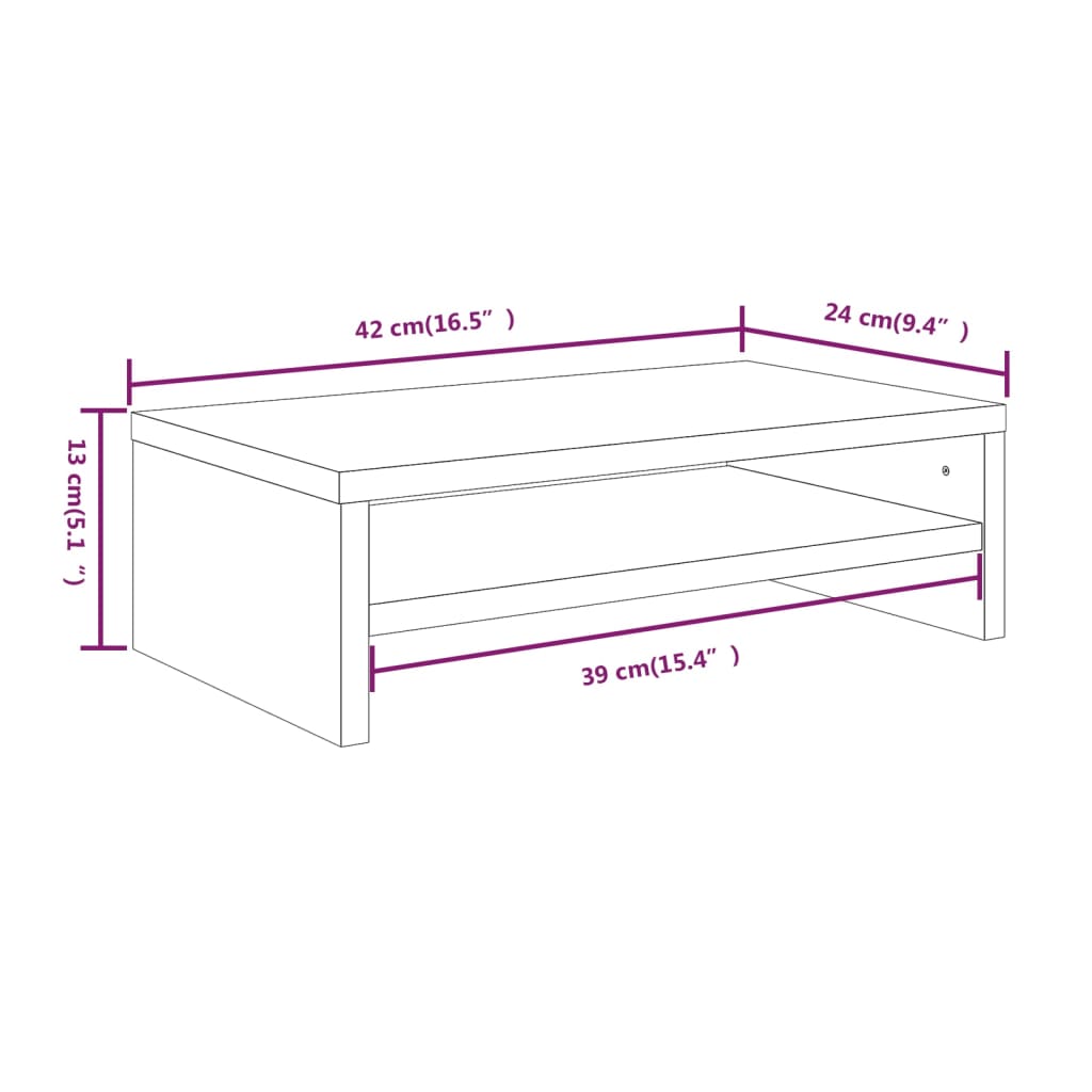 vidaXL Monitorständer Braun Eichen-Optik 42x24x13 cm Holzwerkstoff