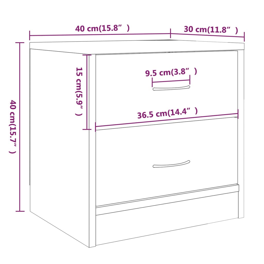 vidaXL Nachttisch Grau Sonoma 40x30x40 cm Holzwerkstoff