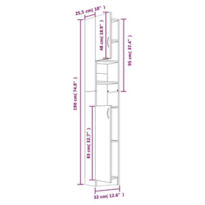 Badezimmerschrank Grau Sonoma 32x25,5x190 cm Holzwerkstoff