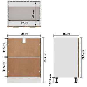 vidaXL Unterschrank Räuchereiche 60x46x81,5 cm Holzwerkstoff