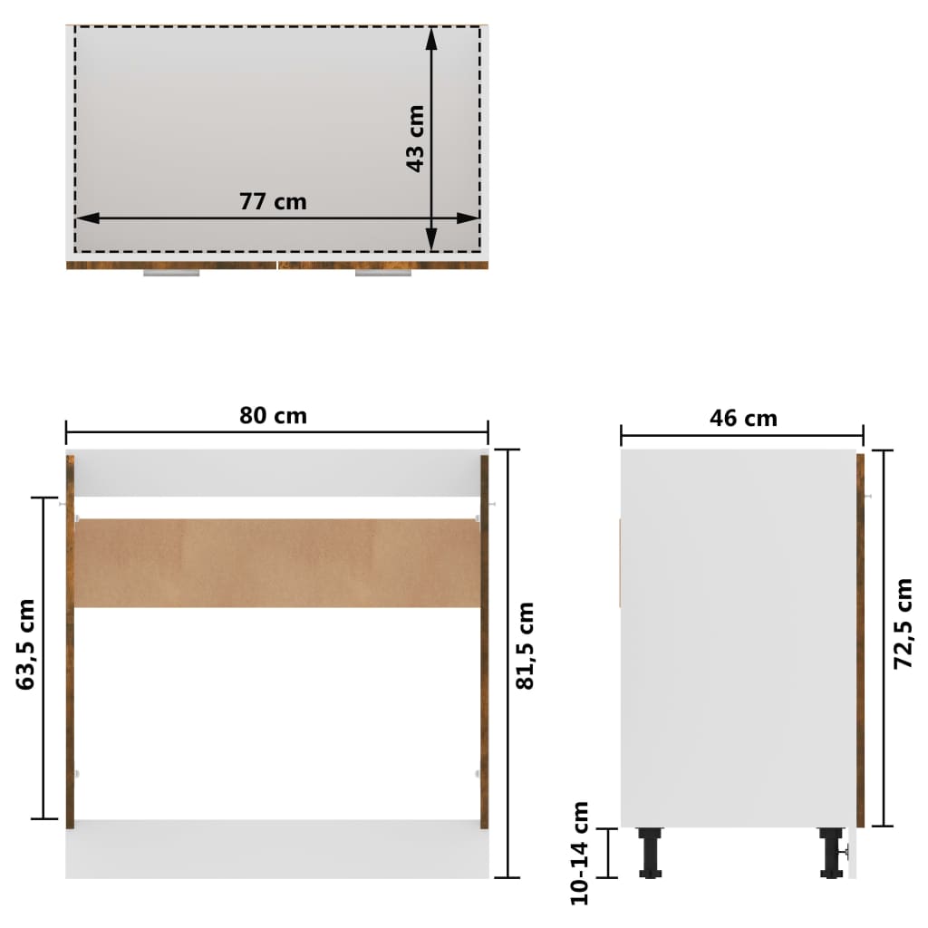 vidaXL Spülenunterschrank Räuchereiche 80x46x81,5 cm Holzwerkstoff