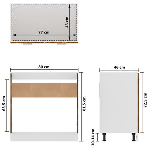 vidaXL Spülenunterschrank Räuchereiche 80x46x81,5 cm Holzwerkstoff