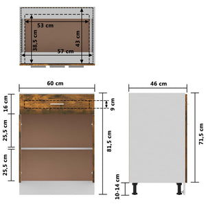 vidaXL Unterschrank mit Schublade Räuchereiche 60x46x81,5 cm