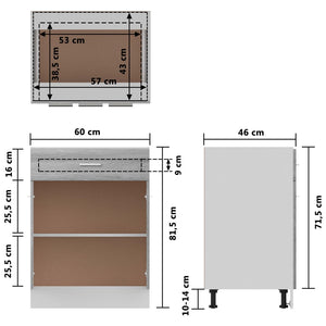 vidaXL Unterschrank mit Schublade Grau Sonoma 60x46x81,5 cm