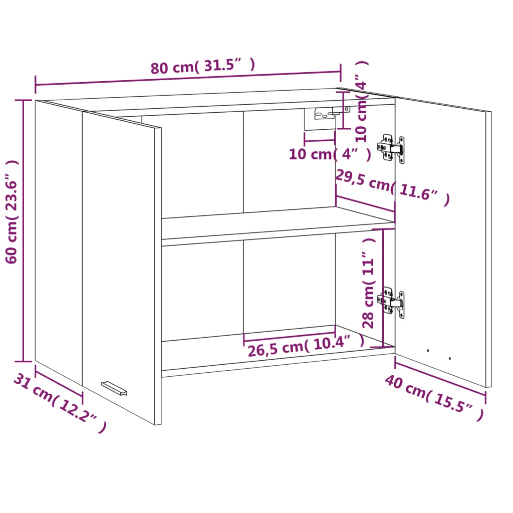 vidaXL Hängeschrank Räuchereiche 80x31x60 cm Holzwerkstoff