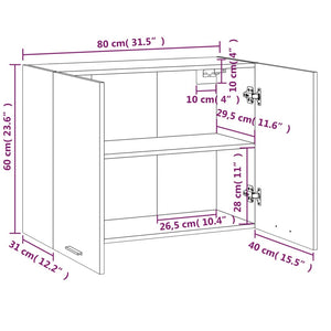 Hängeschrank Braun Eichen-Optik 80x31x60 cm Holzwerkstoff Stilecasa