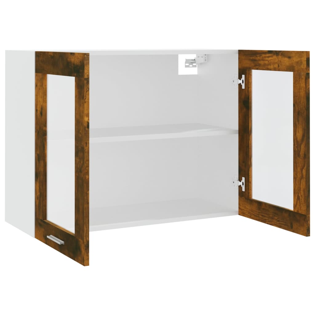 vidaXL Hängeschrank Glas Räuchereiche 80x31x60 cm Holzwerkstoff