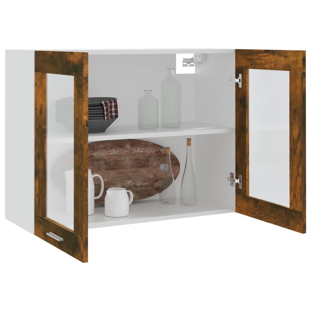 vidaXL Hängeschrank Glas Räuchereiche 80x31x60 cm Holzwerkstoff