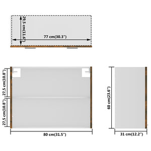 vidaXL Hängeschrank Glas Räuchereiche 80x31x60 cm Holzwerkstoff