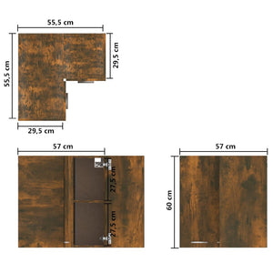 vidaXL Eck-Hängeschrank Räuchereiche 57x57x60 cm Holzwerkstoff