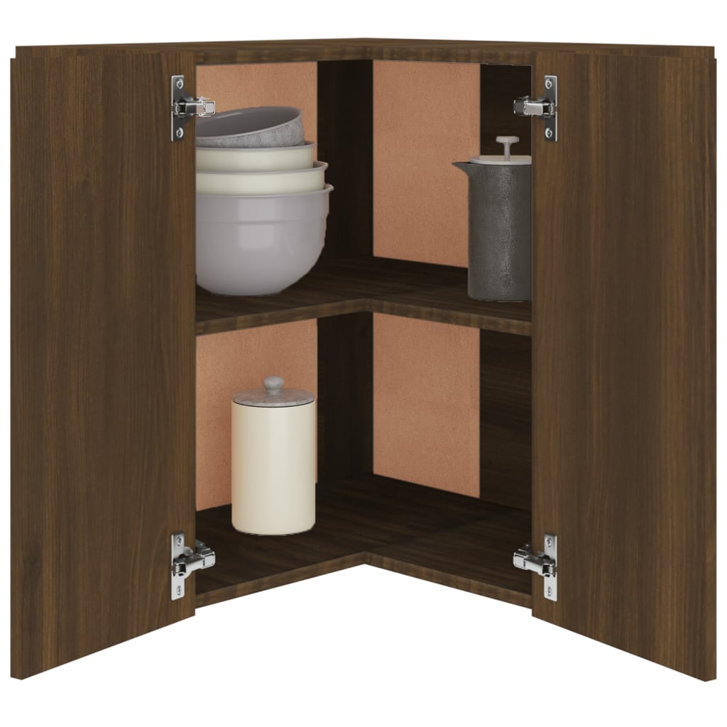 vidaXL Eck-Hängeschrank Braun Eiche-Optik 57x57x60 cm Holzwerkstoff