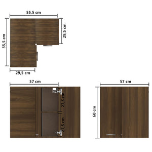 vidaXL Eck-Hängeschrank Braun Eiche-Optik 57x57x60 cm Holzwerkstoff