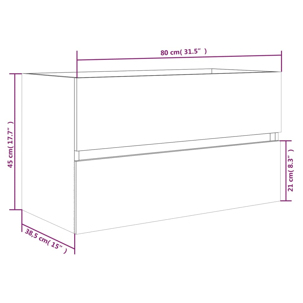 Waschbeckenschrank Räuchereiche 80x38,5x45 cm Holzwerkstoff VIDAXL