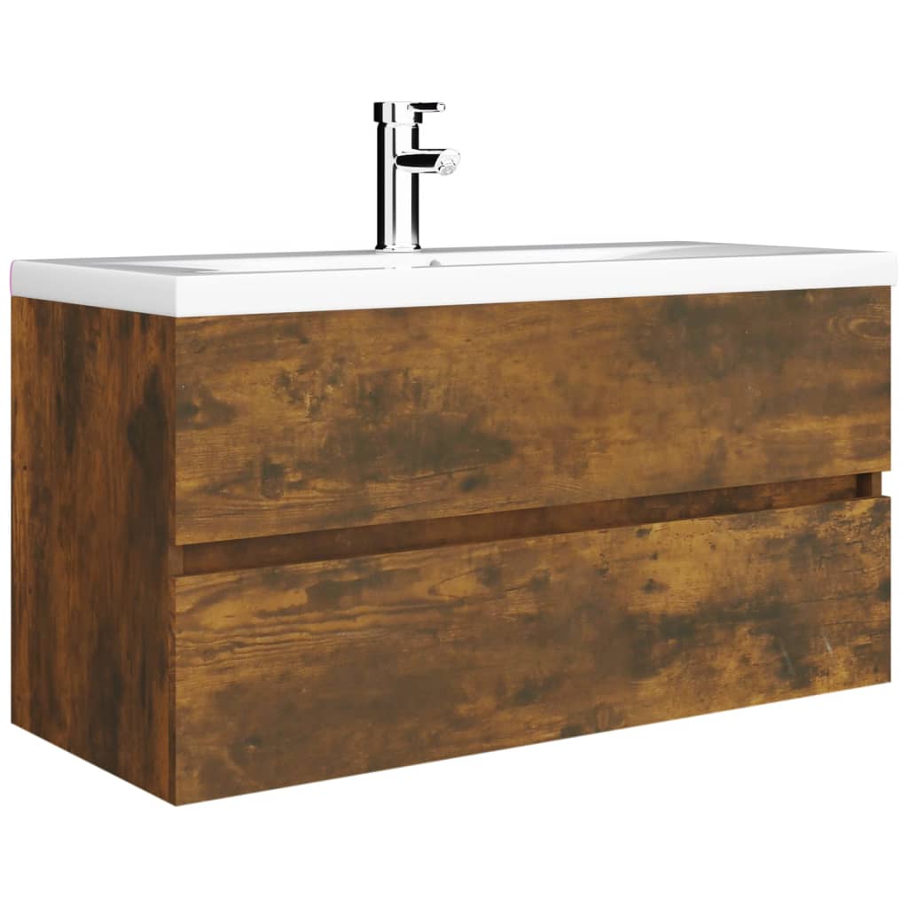 Waschbeckenschrank Räuchereiche 90x38,5x45 cm Holzwerkstoff VIDAXL