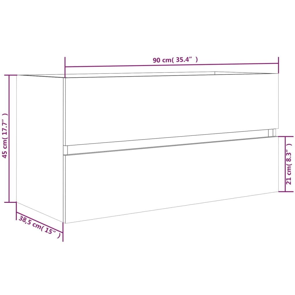 Waschbeckenschrank Räuchereiche 90x38,5x45 cm Holzwerkstoff VIDAXL