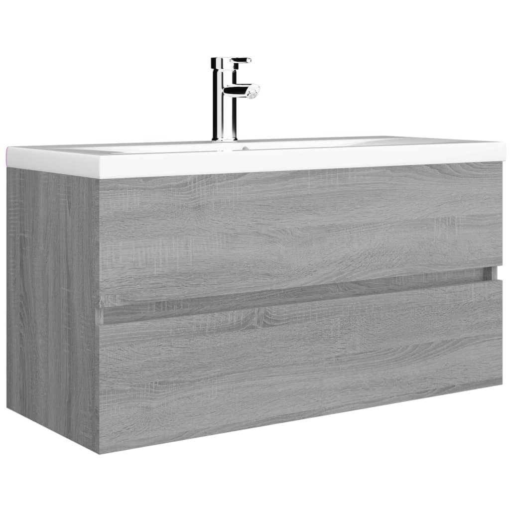 Waschbeckenunterschrank Grau Sonoma 90x38,5x45 cm Holzwerkstoff VIDAXL