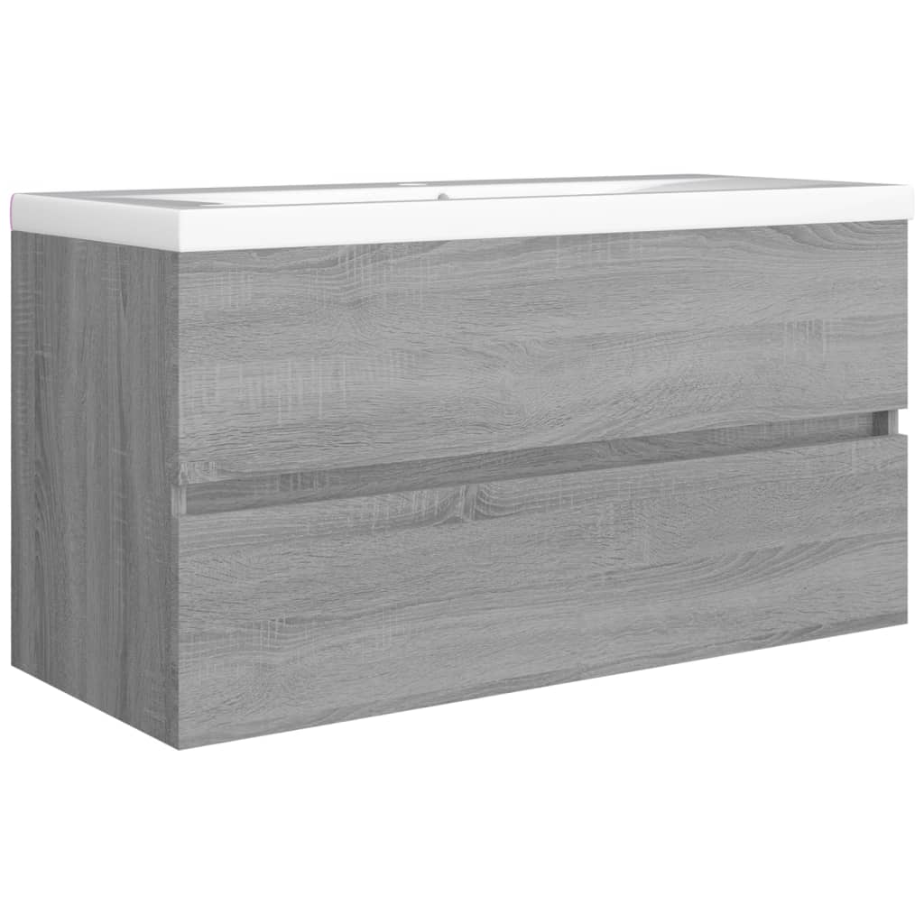 Waschbeckenunterschrank Grau Sonoma 90x38,5x45 cm Holzwerkstoff VIDAXL