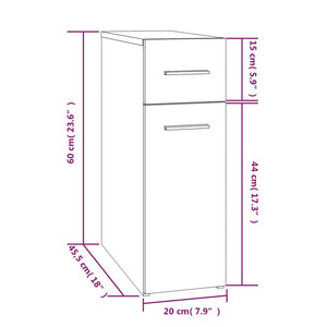 Apothekerschrank Räuchereiche 20x45,5x60 cm Holzwerkstoff Stilecasa