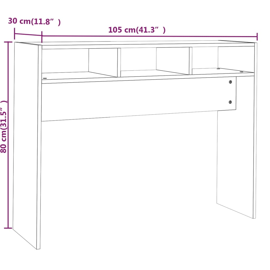 vidaXL Konsolentisch Räuchereiche 105x30x80 cm Holzwerkstoff