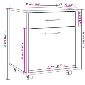 vidaXL Rollschrank Räuchereiche 45x38x54 cm Holzwerkstoff