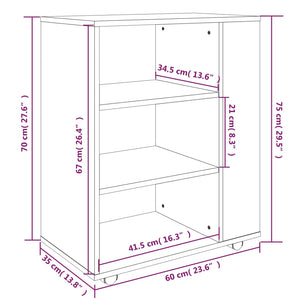 vidaXL Rollschrank Grau Sonoma 60x35x75 cm Holzwerkstoff