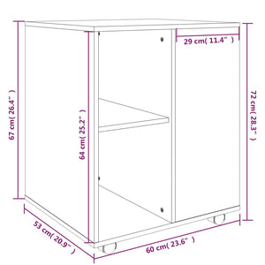 vidaXL Rollschrank Räuchereiche 60x53x72 cm Holzwerkstoff