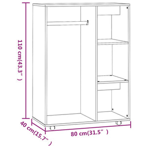 Kleiderschrank Räuchereiche 80x40x110 cm Holzwerkstoff