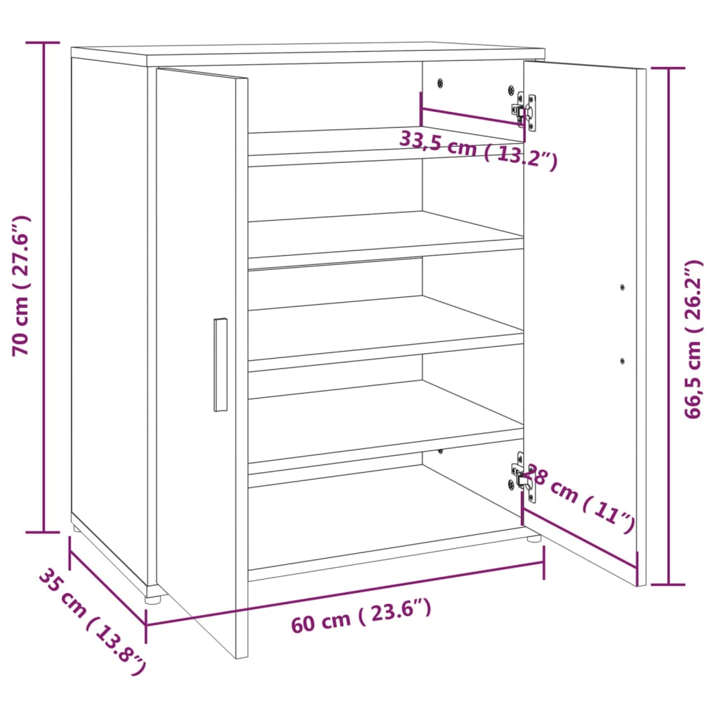 Schuhschrank Grau Sonoma 60x35x70 cm Holzwerkstoff Stilecasa