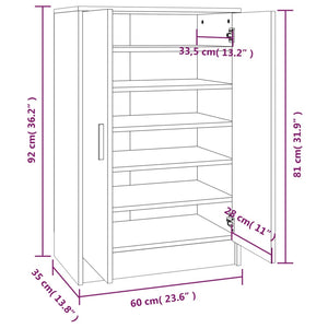 vidaXL Schuhschrank Räuchereiche 60x35x92 cm Holzwerkstoff