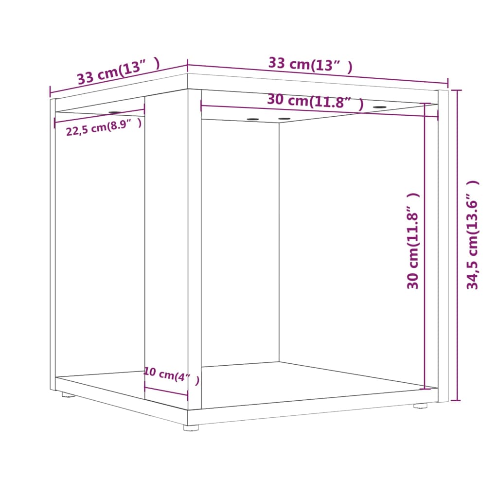 vidaXL Beistelltisch Braun Eichen-Optik 33x33x34,5 cm Holzwerkstoff