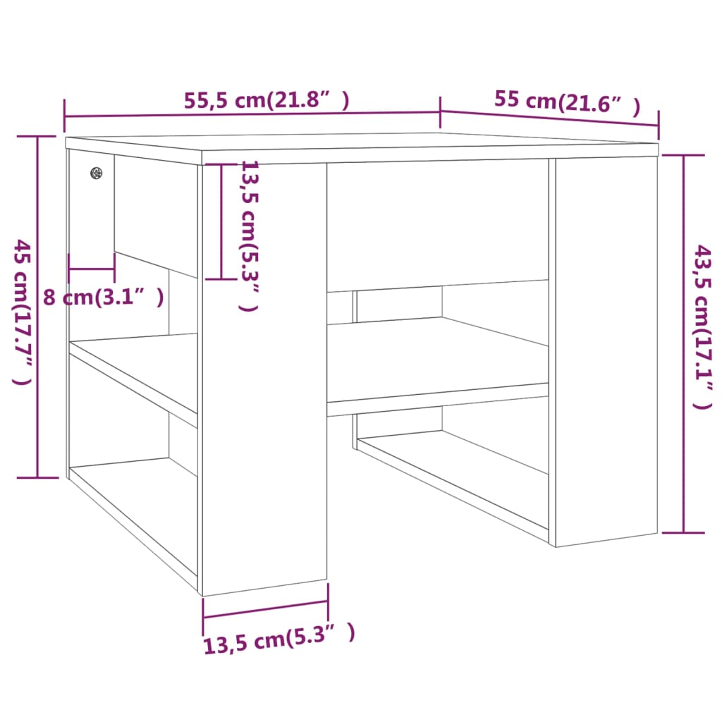 vidaXL Couchtisch Betongrau 55,5x55x45 cm Holzwerkstoff