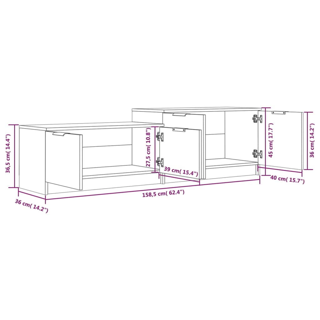 vidaXL TV-Schrank Räuchereiche 158,5x36x45 cm Holzwerkstoff