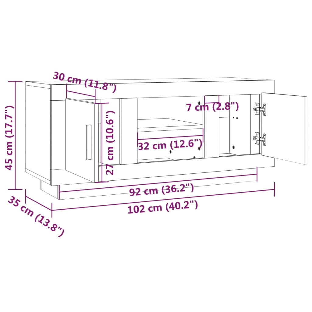 vidaXL TV-Schrank Braun Eichen-Optik 102x35x45 cm Holzwerkstoff