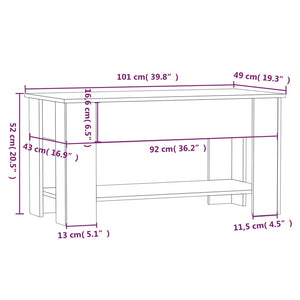 vidaXL Couchtisch Sonoma-Eiche 101x49x52 cm Holzwerkstoff