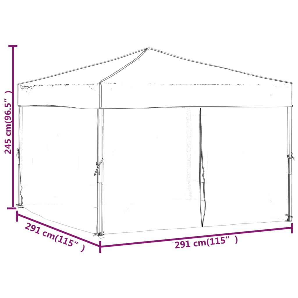 Partyzelt Faltbar mit Seitenwänden Creme 3x3 m