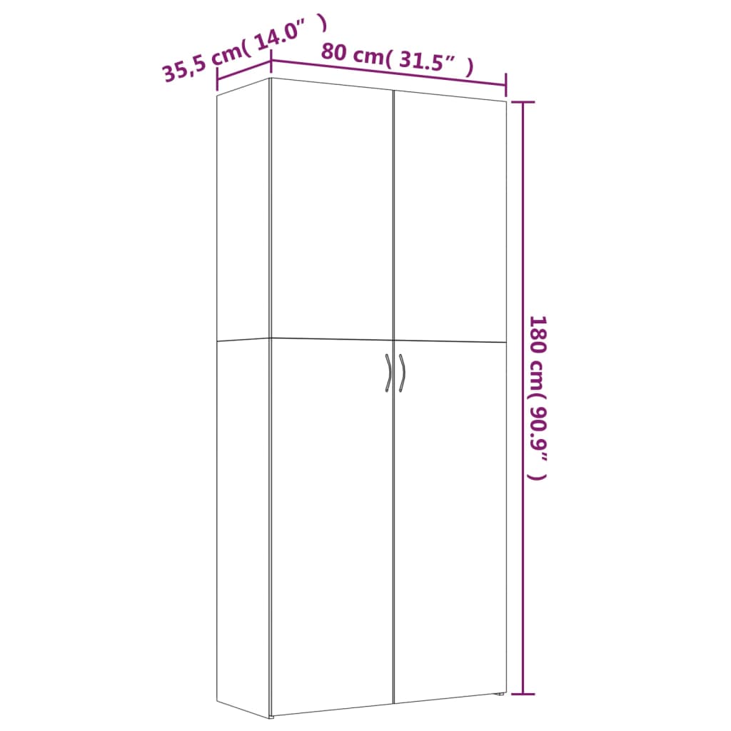 Schuhschrank Grau Sonoma 80x35,5x180 cm Holzwerkstoff