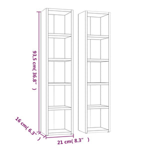 vidaXL CD-Regale 2 Stk. Grau Sonoma 21x16x93,5 cm Holzwerkstoff