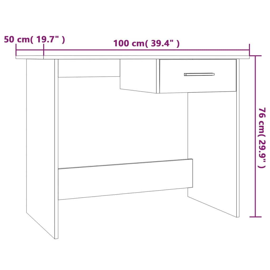 vidaXL Schreibtisch Braun Eichen-Optik 100x50x76 cm Holzwerkstoff