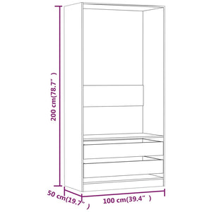 Kleiderschrank Braun Eiche-Optik 100x50x200 cm Holzwerkstoff