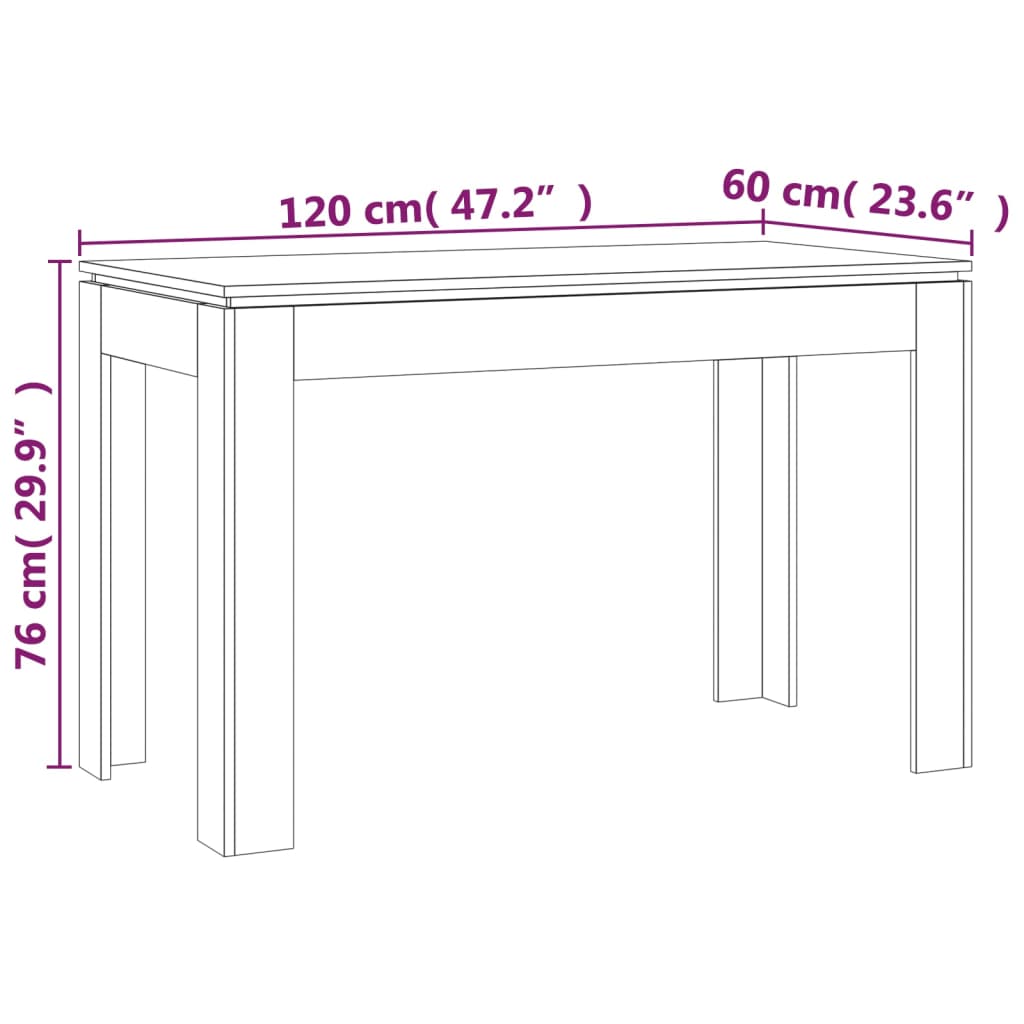 Esstisch Räuchereiche 120x60x76 cm Holzwerkstoff Stilecasa