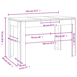 Esstisch Räuchereiche 120x60x76 cm Holzwerkstoff Stilecasa