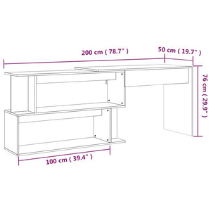 vidaXL Eckschreibtisch Räuchereiche 200x50x76 cm Holzwerkstoff