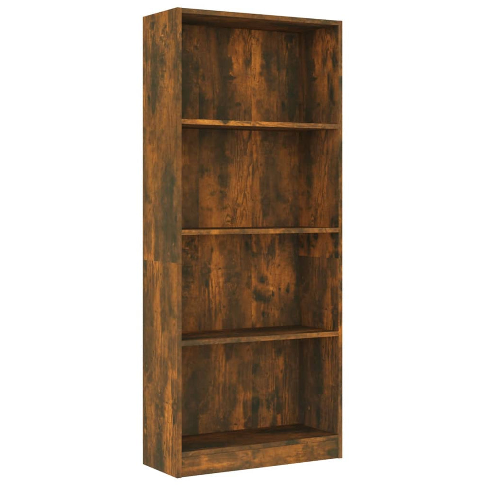 Bücherregal 4 Fächer Räuchereiche 60x24x142 cm Holzwerkstoff Stilecasa