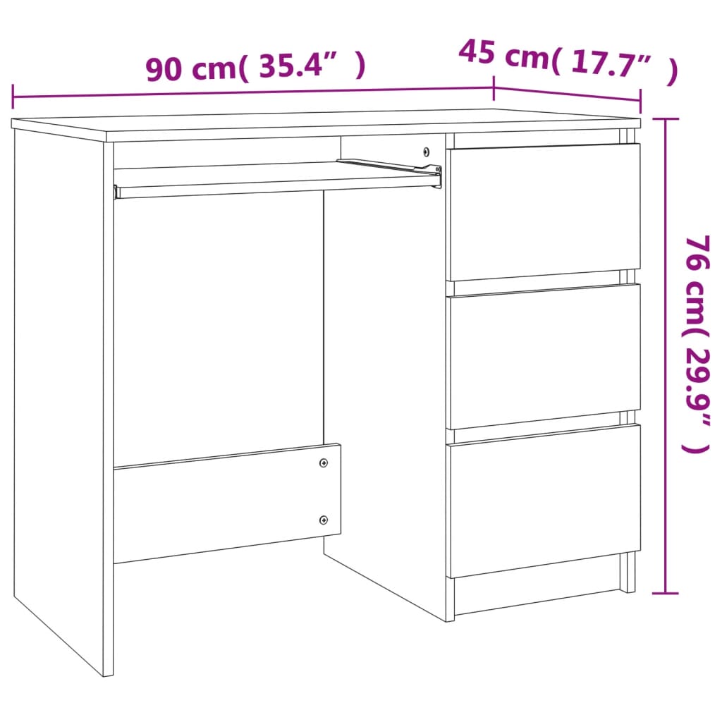 vidaXL Schreibtisch Braun Eichen-Optik 90x45x76 cm Holzwerkstoff