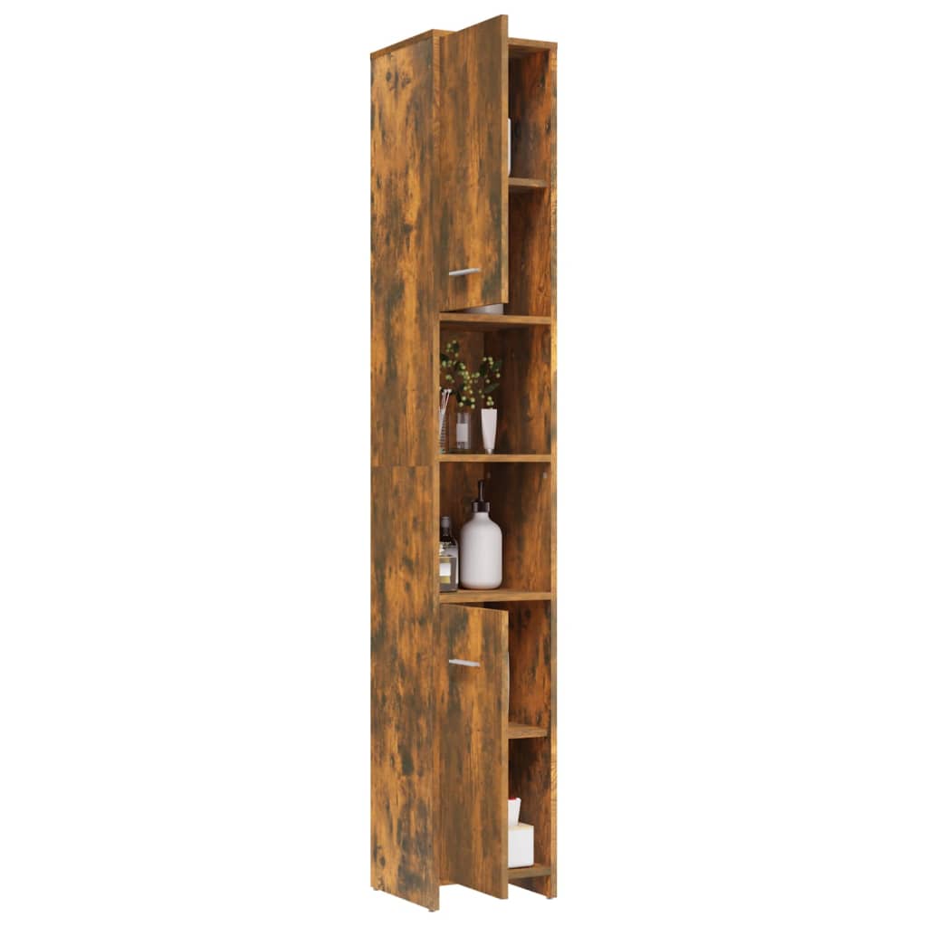 Badezimmerschrank Räuchereiche 30x30x183,5 cm Holzwerkstoff Stilecasa