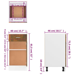 vidaXL Unterschrank mit Schublade Räuchereiche 40x46x81,5 cm