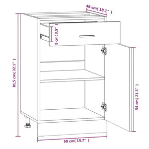 vidaXL Unterschrank mit Schublade Räuchereiche 50x46x81,5 cm